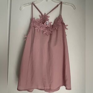 Pink Lace Trim Women's Top